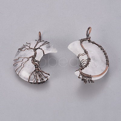 Natural Mixed Stone Tree of Life Wire Wrapped Pendants G-L520-E-R-NF-1