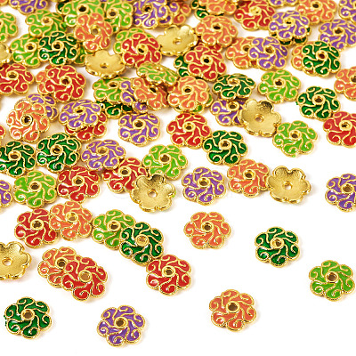 200Pcs 5 Colors Alloy Enamel Bead Caps FIND-TA0008-37-1