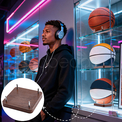 MDF Sport Ball Display Stands with Metal Support ODIS-WH0099-282-1