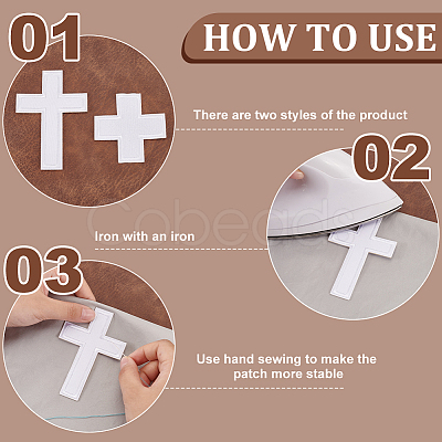 12Pcs 2 Styles Cross Polyester Embroidery Sew on Appliques PATC-FG0002-08-1
