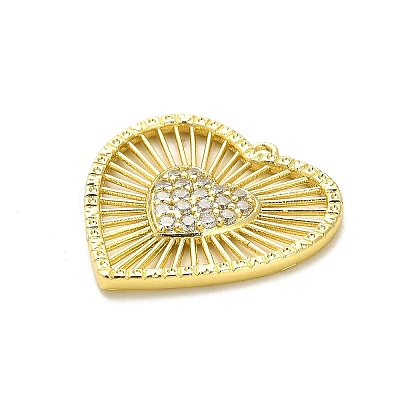 Rack Plating Brass Micro Pave Clear Cubic Zirconia Pendants X-KK-L210-010G-1