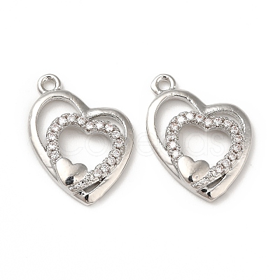 Brass Micro Pave Cubic Zirconia Pendants KK-E071-18P-1