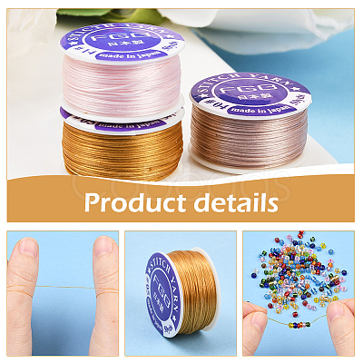 3 Rolls 3 Colors Special Coated Nylon Beading Threads for Seed Beads OCOR-PA0001-01A-1