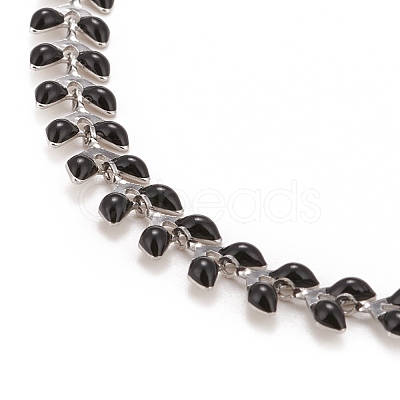 Enamel Wheat Link Chain Necklace NJEW-P220-02P-01-1