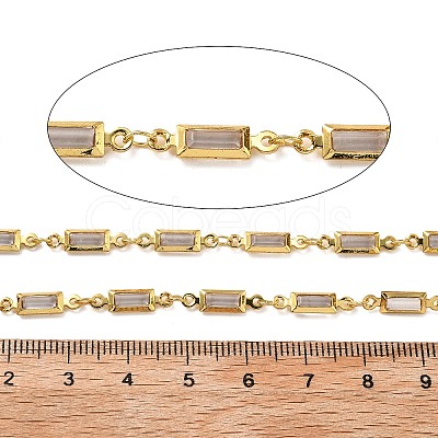 Brass Glass Rectangle Link Chains CHC-R001-01G-02-1