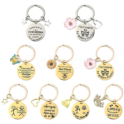 Alloy Enamel & 304 Stainless Steel Keychain KEYC-YW00094-01-1