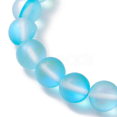 8mm Round Dyed Synthetic Moonstone Beaded Stretch Bracelets BJEW-JB10308-05-1
