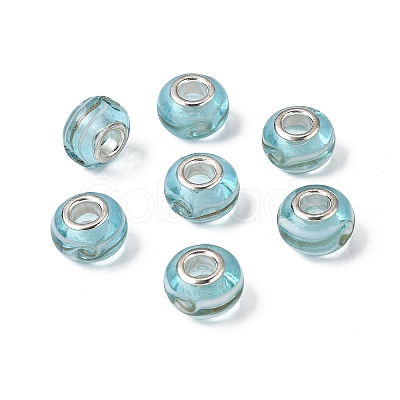 Rondelle Handmade Gold Sand Lampwork European Large Hole Beads X-LPDL-R007-07B-1