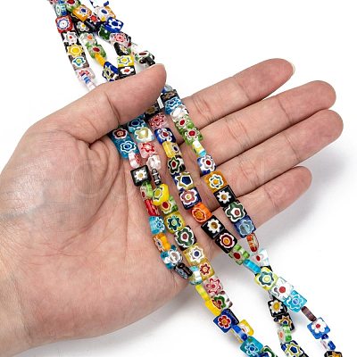 Square Handmade Millefiori Glass Beads LK-R004-52-1