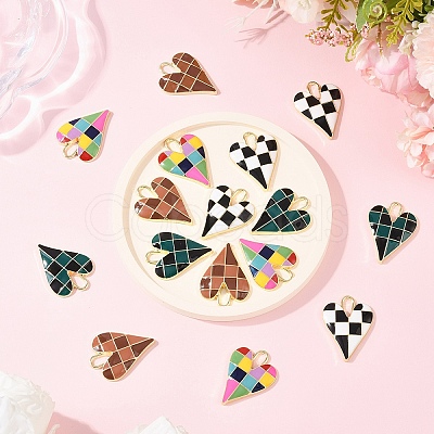 5Pcs Rack Plating Alloy Enamel Pendants ENAM-YW0006-59-1