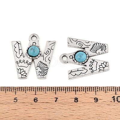 Synthetic Turquoise & Alloy Pendants PALLOY-H146-01AS-W-1
