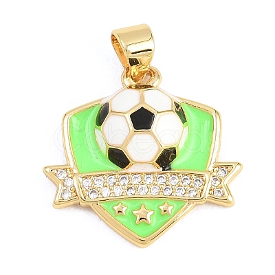 Football Brass Micro Pave Cubic Zirconia Pendants KK-A297-09F-G-1