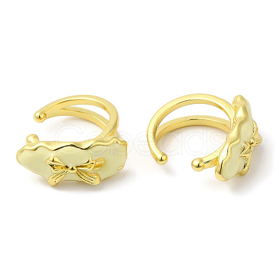 Enamel Bowknot Cuff Earrings EJEW-G348-03G-1