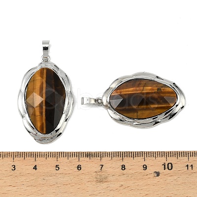 Natural Tiger Eye Faceted Pendants G-D102-02P-02-1