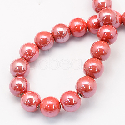 Pearlized Handmade Porcelain Round Beads PORC-S489-10mm-14-1