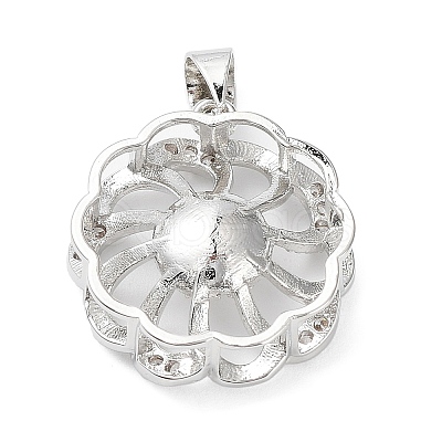 Platinum Plated Brass Pendant Cabochon Settings KK-Q776-01P-05-1