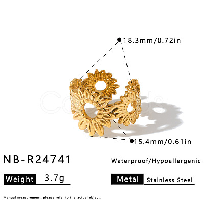 304 Stainless Steel Cuff Open Rings for Women WG51A71-04-1