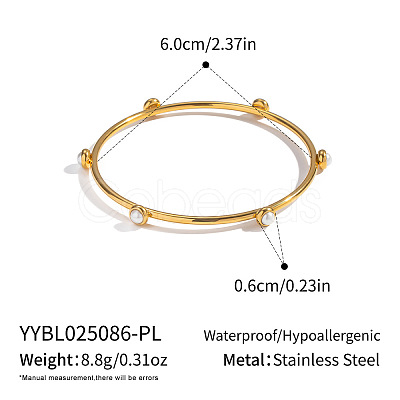 Chic 304 Stainless Steel Pave Pearl Bangles for Women LS-HT2221-1-1