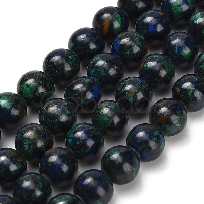 Natural Azurite Beads Strands G-Z110-C05-8mm-1