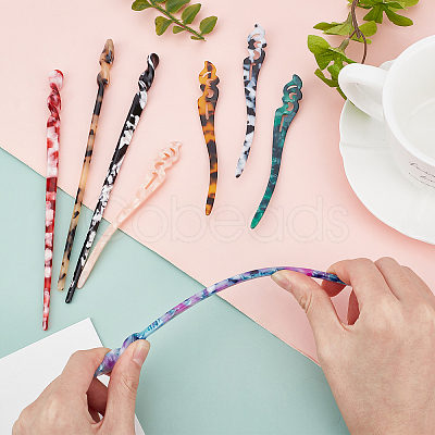 8Pcs 8 Styles Acrylic Hair Sticks OHAR-NB0001-18-1
