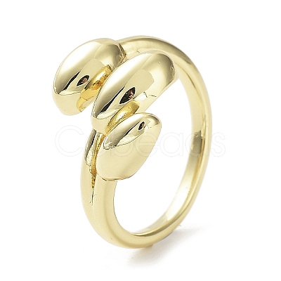 Leaf Rack Plating Brass Cuff Rings RJEW-D020-07G-1