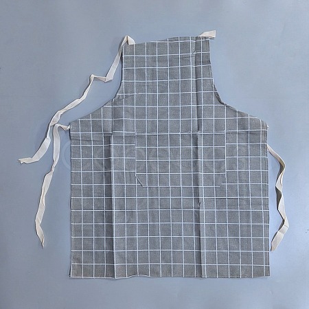 Tartan Pattern Cotton and Linen Sleeveless Apron AJEW-WH20068-002-1
