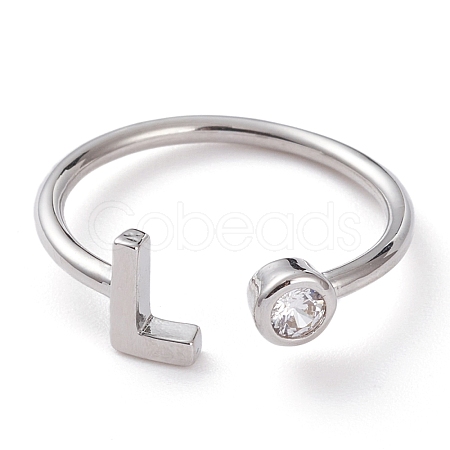 Brass Micro Pave Clear Cubic Zirconia Cuff Rings RJEW-J074-01P-L-1