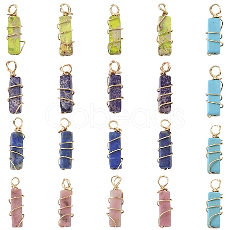 20Pcs 5 Styles Natural & Synthetic Gemstone Pendants PALLOY-YW00084-1