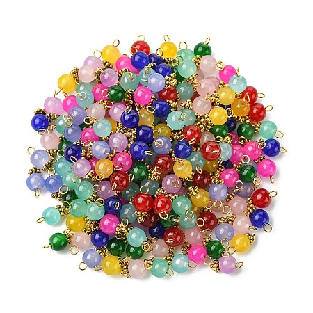 200Pcs Imitation Jade Round Glass Beads Charms FIND-HY0001-25-1