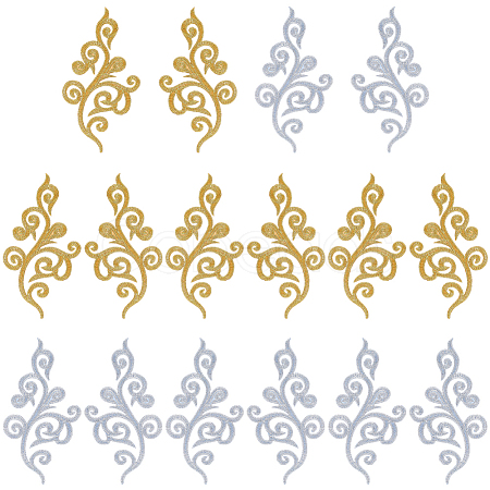 8 Pairs Ethnic Style Flower Pattern Computerized Embroidery Appliques PATC-GF0001-84C-1