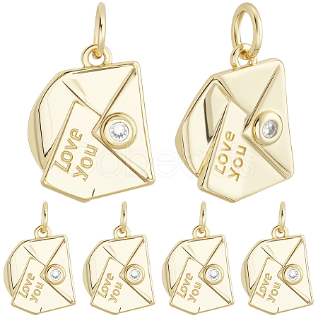 6Pcs Brass Micro Pave Clear Cubic Zirconia Charms KK-BBC0020-62-1