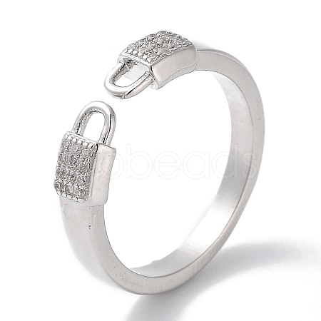 Brass Micro Pave Cubic Zirconia Cuff Rings RJEW-G310-04P-1