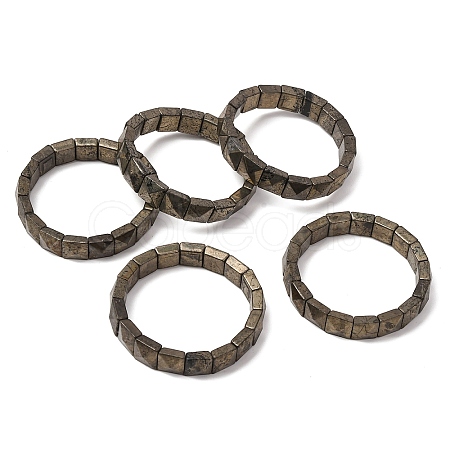 Natural Pyrite Beads Stretch Bracelets for Women Men BJEW-C097-06-05-1