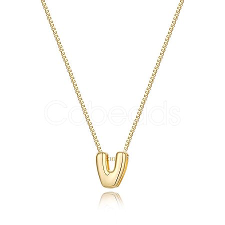 Brass Initial Pendant Box Chain Necklaces for Women FS-WG5C822-22-1