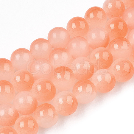 Baking Paint Imitation Jade Glass Round Bead Strands DGLA-N003-6mm-07-1