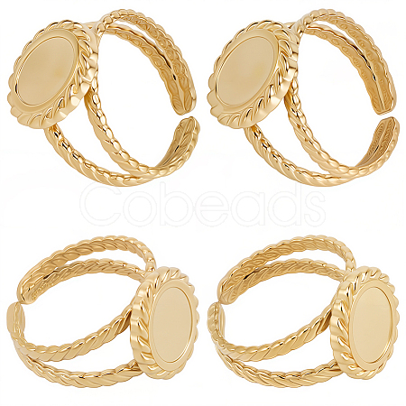 8Pcs 304 Stainless Steel Open Cuff Ring Settings RJEW-BBC0001-25-1