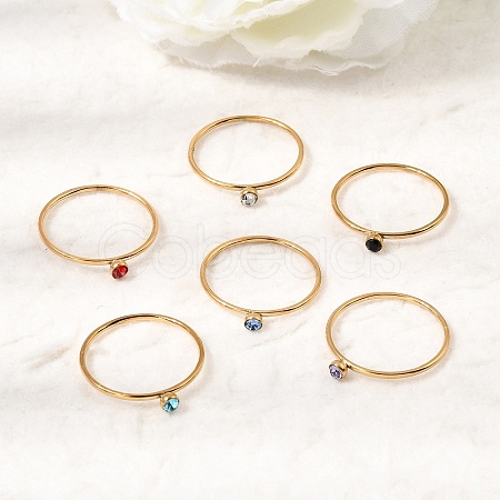 304 Stainless Steel Rhinestone Finger Rings for Women SA-CBAB767-26A-G-1