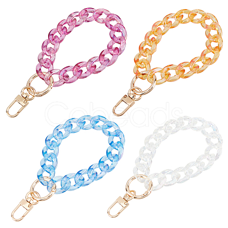 4Pcs 4 Colors Transparent Resin Curb Chain Bag Strap FIND-WR0003-97-1