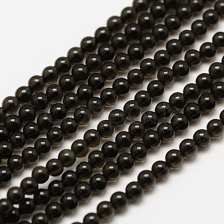 Natural Obsidian Round Bead Strands G-A130-2mm-04-1