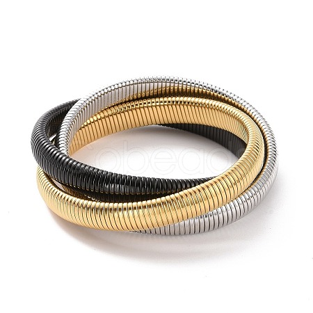 304 Stainless Steel Interlocking Flat Snake Chains Bracelet LS-BJEW-G642-01P-1