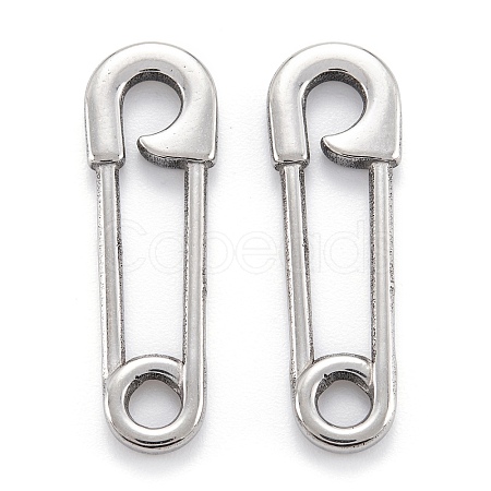 Non-Tarnish 304 Stainless Steel Safety Pin Pendant Charms X-STAS-M291-12P-1