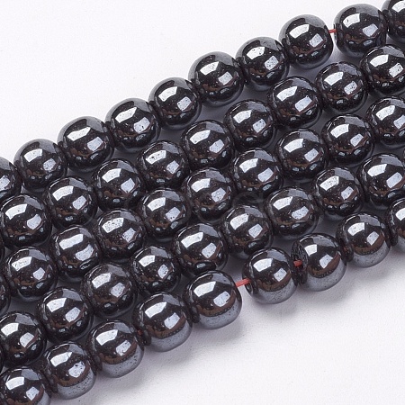 Non-Magnetic Synthetic Hematite Beads Strands X-G-H1624-6mm-2-1