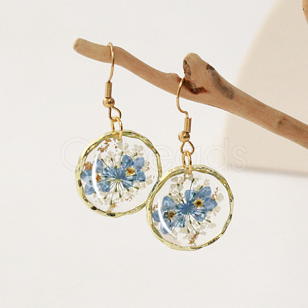 Alloy Epoxy Dried Flower Dangle Earrings FS-WGABF6D-07-1