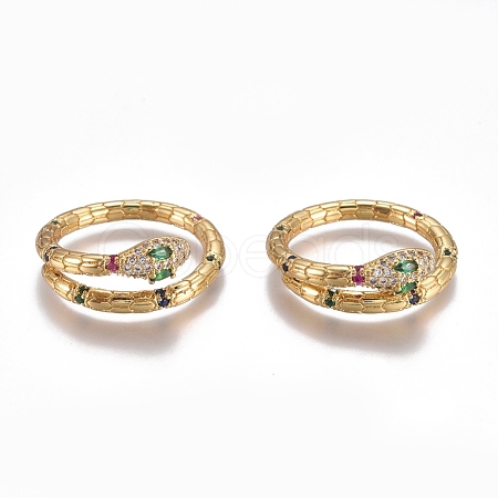 Brass Micro Pave Cubic Zirconia Cuff Rings RJEW-G108-03G-1