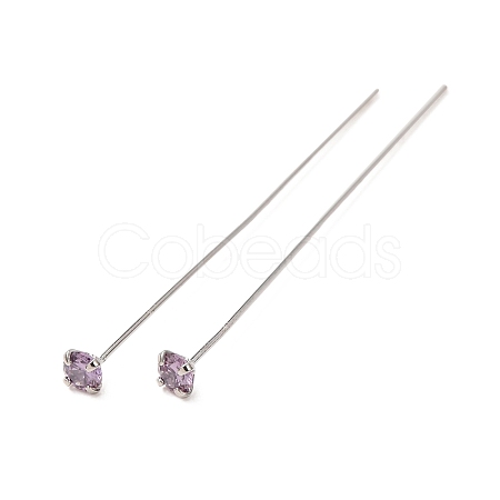 Brass Micro Pave Cubic Zirconia Stud Earring Findings CU-CBA4618-01P-07-1