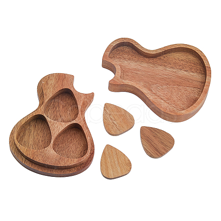 Wooden Guitar Pick Box with 3Pcs Picks CON-WH0089-73-1