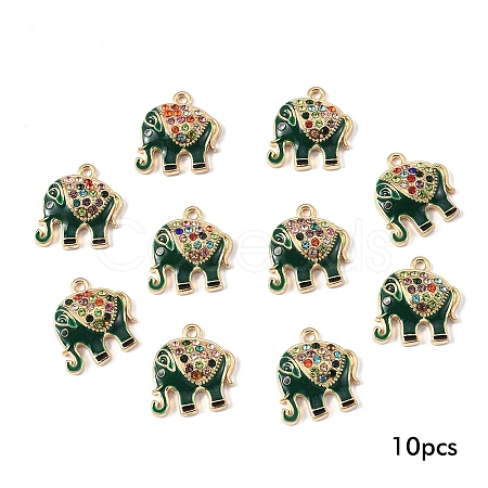 10Pcs Alloy Colorful Rhinestone and Enamel Pendants ENAM-YW0006-14C-1