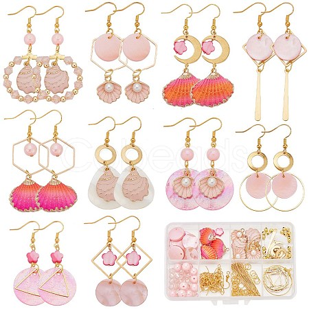DIY Natural Shell Dangle Earring Making Kit DIY-SC0025-80-1