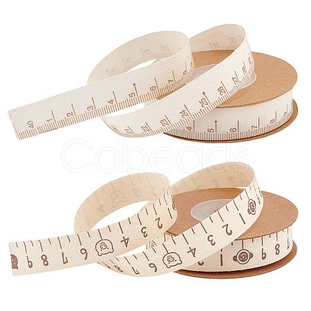 2 Rolls 2 Styles Cotton Printed Ruler Ribbon OCOR-PH0005-13-1