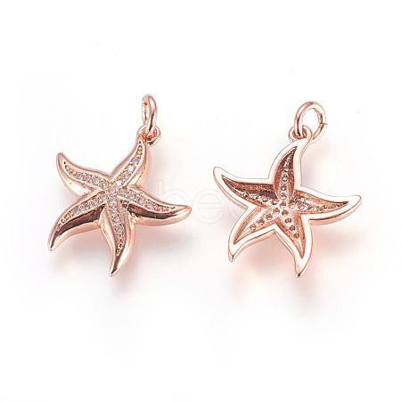 Brass Micro Pave Cubic Zirconia Pendants ZIRC-G150-05RG-1